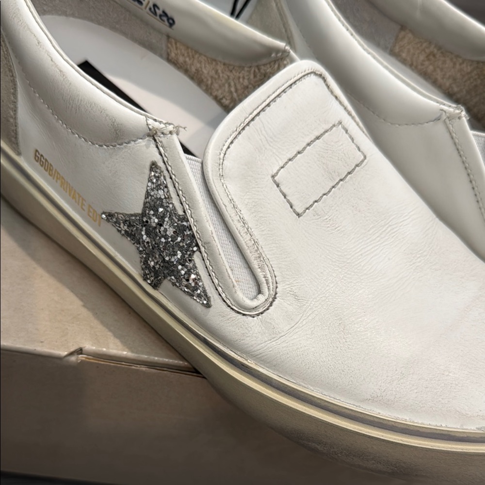 Brand New Authentic Golden Goose White Slip-On Sneakers